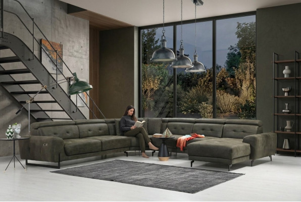 Wunnzëmmer Ecksofa U-Form Luxusmiwwel Modern Sofa Couch Eckgarnitur