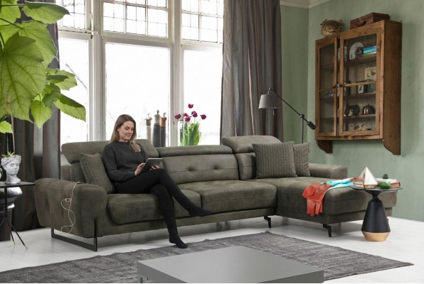 Relax Ecksofa L-Form Luxus Miwwelen Wunnzëmmer Eck Sofa Canapé Polster Modern Neit