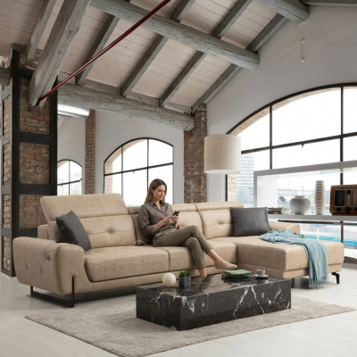 Luxus Wunnzëmmer Sofa Couch L-Form Designer Miwwelen Modern Sëtzmöbel Polstermöbel