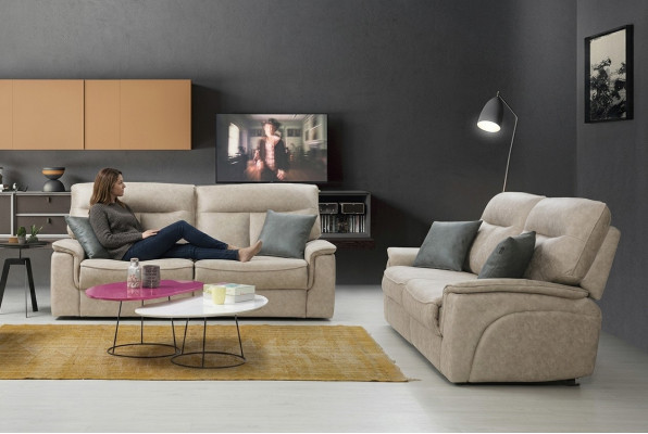 Komplett Set 2 Stéck Drësëtzer Sofas Couch Garnitur Design Modern Wunnzëmmer