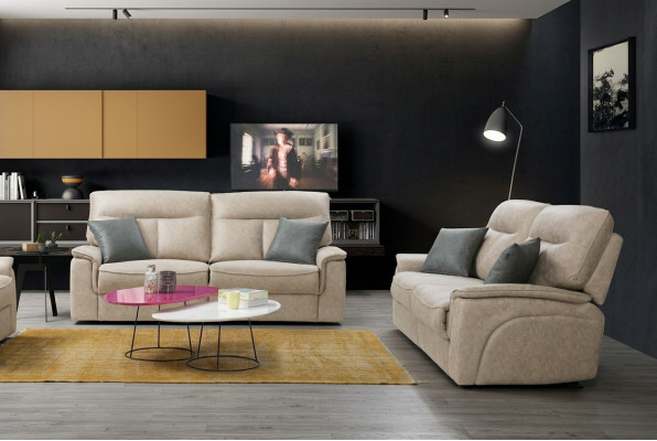Komplett Set 2 Stéck Drësëtzer Sofas Couch Garnitur Design Modern Wunnzëmmer