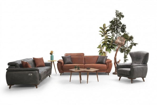 Canapé-Set 3-tlg Wunnzëmmer Dräisëtzer Sofa Couch Modern Fotell Luxus
