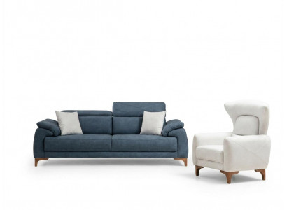 Komplett Sofa Couch Dräisëtz Wäiss Sëtz Living Zëmmer Sofagarnitur 3tlg