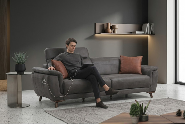 Luxus Dräisëtzersofa Modern Sëtzmuubel Wunnzëmmer Couch Polstermuubel