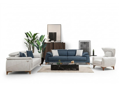 Wunnzëmmer Set Modern Luxus Sofa Garnitur 3 Stéck Polstermöbel Textil Nei