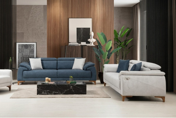Modern Drësëtzer 2x Sofasen Canapé Sofa Garnitur Komplett Textil Miwwelen Design