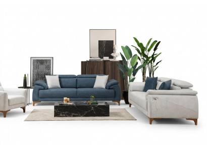 Modern Drësëtzer 2x Sofasen Canapé Sofa Garnitur Komplett Textil Miwwelen Design