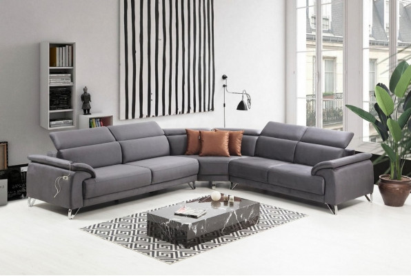 Sofa Canapé Eckcouch L-Form Polstersofa Sëtzmiwwel Modern Luxus Miwwelen Livingraum