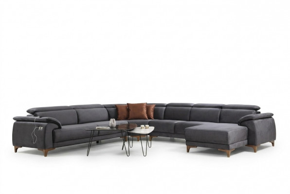 Wunnzëmmer Eckcanapé U-Form Polstermébel Canapé Couch Modern Miwweldesign