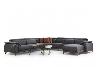 Wunnzëmmer Eckcanapé U-Form Polstermébel Canapé Couch Modern Miwweldesign