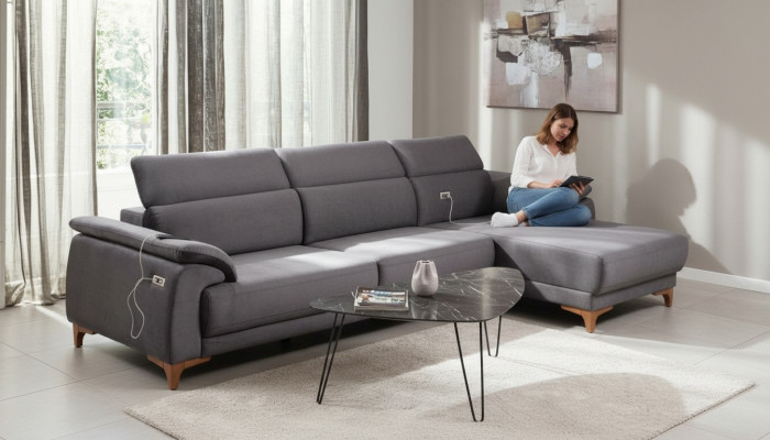 Ecksofa L-Form Modern Wunnzëmmer Sofa Couch Polstermöbel Luxus Design