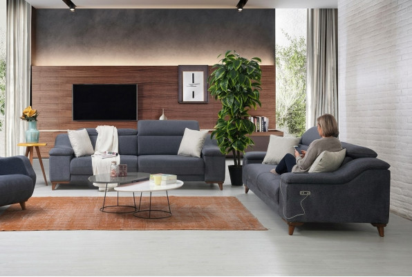 Design Dräisëtzer Sofa Couch Polster Modern Wunnzëmmer Textil Sofen Nei Miwwelen