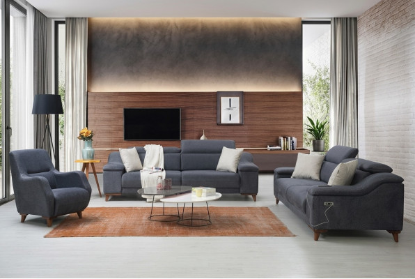 Design Dräisëtzer Sofa Couch Polster Modern Wunnzëmmer Textil Sofen Nei Miwwelen