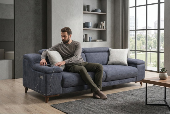 Dreisëtzer Canapé Sofa Wunnzëmmer Polsterméibelen Textil Modern Méibel Nei