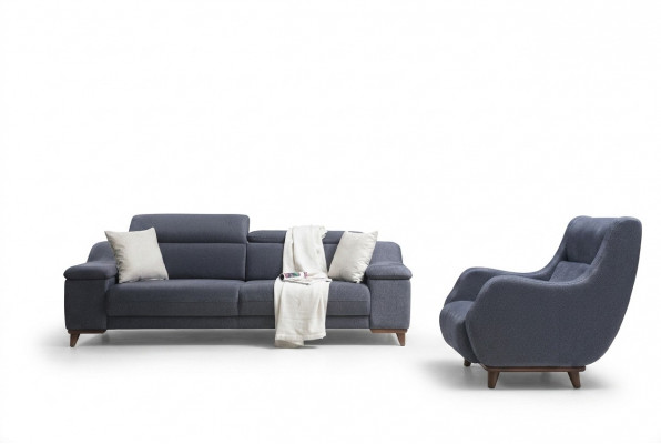 Wunnzëmmer Komplett 2 Stéck Dräisëtzer Sofa Modern Sëtz Textil Nei Miwwelen Couch