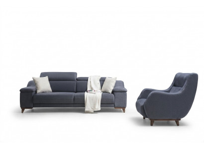 Wunnzëmmer Komplett 2 Stéck Dräisëtzer Sofa Modern Sëtz Textil Nei Miwwelen Couch
