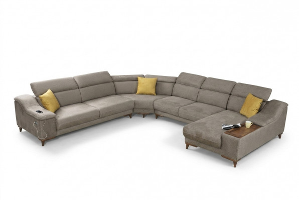 Sofa U-Form Wunnzëmmer Ecksofa Polstermöbel Modern Polster Textil Design