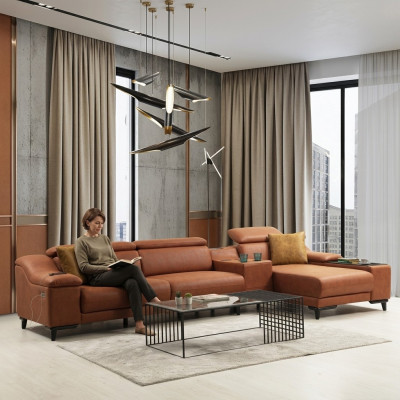 Luxus Eckcanapé L-Form Canapé Sofa Design Polster Modern Textil Wunnzëmmer Nei