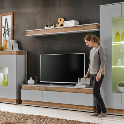 Wunnzëmmer Set TV Steeën Nei Regal Luxus Miwwelen Modern Design Wunnwand