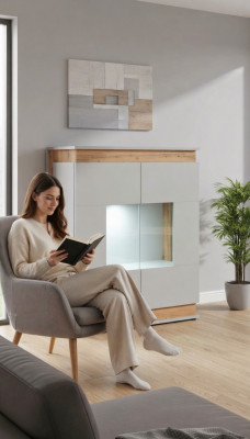 Modern Vitrine Wunnzëmmer Wunnwand Schranken Luxus Holzmöbel Nei