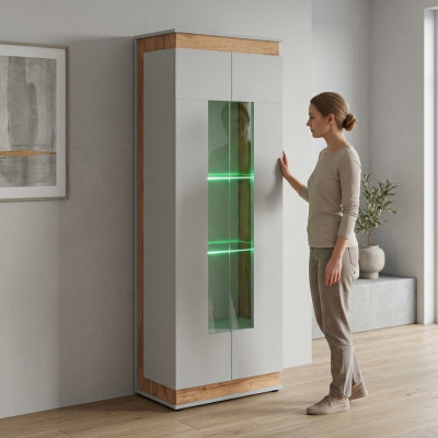 Wäiss Vitrine Luxus Wunnzëmmer Schief Holzmöbel Nei Designer Miwwelen
