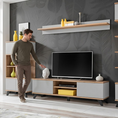 Wunnzëmmer Luxus Garnitur TV-Ständer Modern Regal Miwwelen Holz Designer