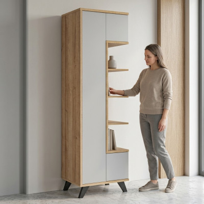 Wäiss Bicherregal Wunnzëmmer Luxus Bicherschaf Miwwelen Regal Holz Design