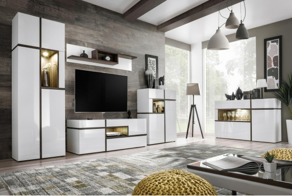 Set vu 5 Stéck Wunnzëmmer TV-Ständer Schaf Wunnwänn Holz Modern Miwwelen Nei