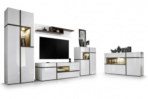 Set vu 5 Stéck Wunnzëmmer TV-Ständer Schaf Wunnwänn Holz Modern Miwwelen Nei