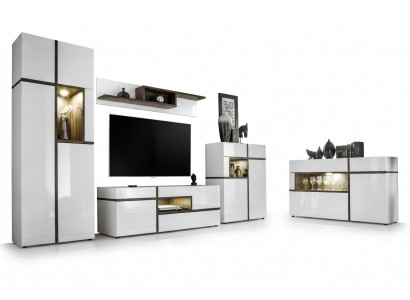 Set vu 5 Stéck Wunnzëmmer TV-Ständer Schaf Wunnwänn Holz Modern Miwwelen Nei