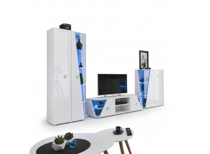 Wunnzëmmer Luxus Ariichtung Set 3-deege Wunnwand Designer Miwwel Vitrinn Holz