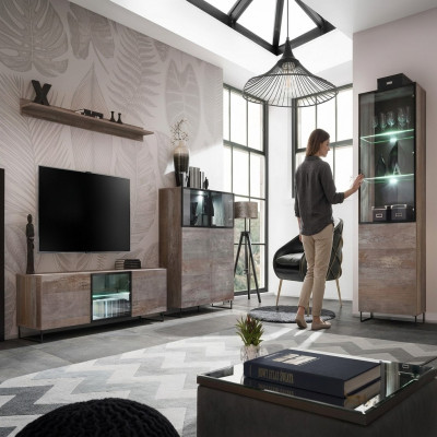 Modern Wunnzëmmer Set TV-Ständer Design Ariichtung Vitrin Nei Holz Miwwel