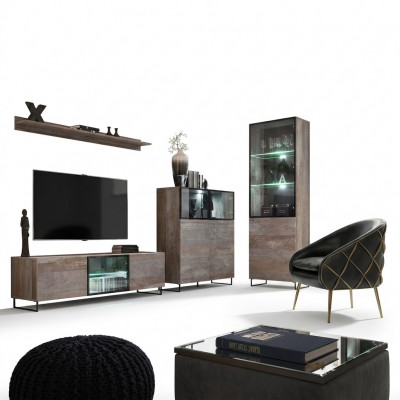 Modern Wunnzëmmer Set TV-Ständer Design Ariichtung Vitrin Nei Holz Miwwel