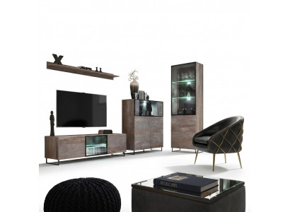 Modern Wunnzëmmer Set TV-Ständer Design Ariichtung Vitrin Nei Holz Miwwel