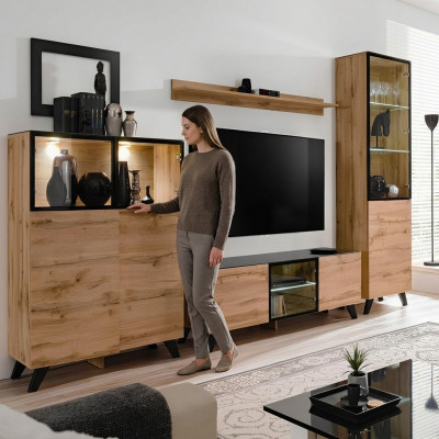 Wunnzëmmer Modern Set Vitrin Kommode Wunnwänn TV-Ständer Design Nei