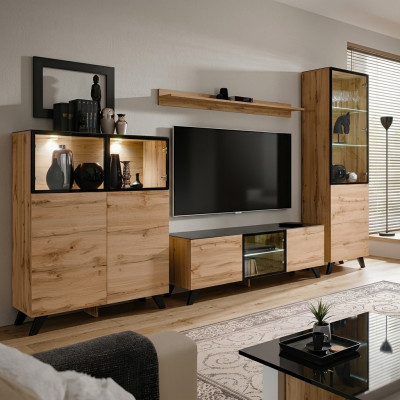 Wunnzëmmer Modern Set Vitrin Kommode Wunnwänn TV-Ständer Design Nei