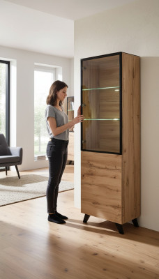 Wunnzëmmer Luxus Vitrineschaf Holz Modern Miwwel Designer Ariichtung