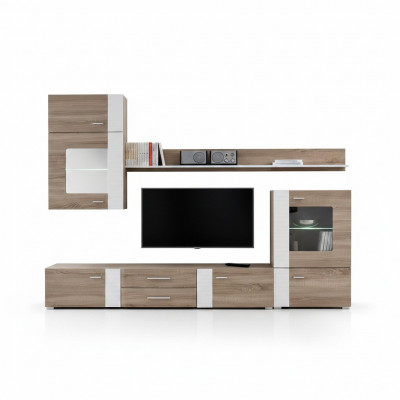 Wunnwand TV Wand Holzstil Modern Regal Wunnzëmmer Miwwelen Schaf nei