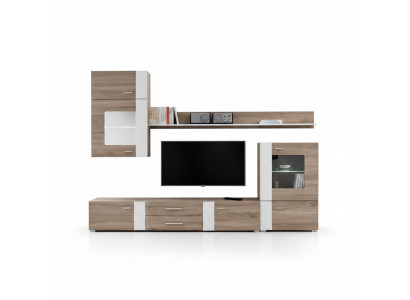 Wunnwand TV Wand Holzstil Modern Regal Wunnzëmmer Miwwelen Schaf nei