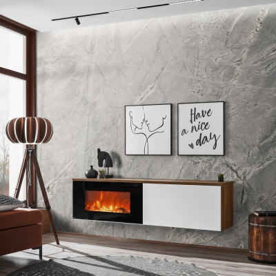 Moderne TV-Schreiwes mat Kamäin Luxus Wunnzëmmer Neit Design Miwwelen Holz