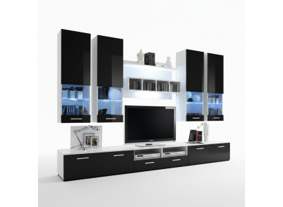 Wohnwand Schwaarz Miwwelen Wunnzëmmer Designer Luxus TV Ständer Holz Wandregal