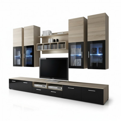 Wunnzëmmer Komplett TV-Ständer Design Mauer-Schränk Luxus Wunnwand Ariichtung Nei