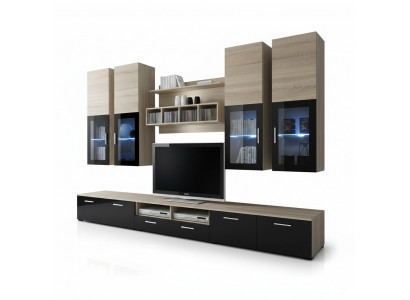 Wunnzëmmer Komplett TV-Ständer Design Mauer-Schränk Luxus Wunnwand Ariichtung Nei