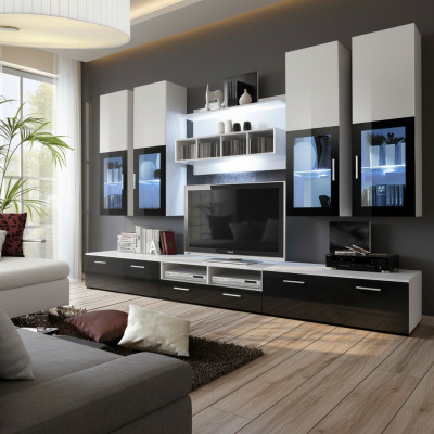Modernen Design Wunnwand Holz Wand Regaler Komplett TV-Ständer Ariichtung