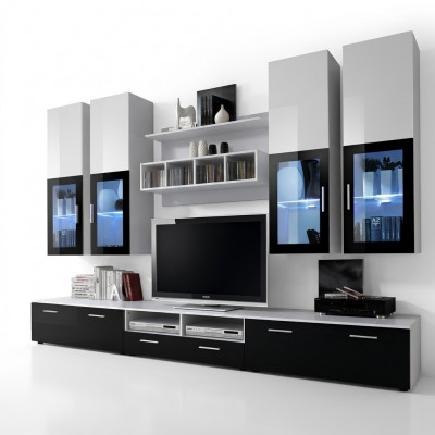Modernen Design Wunnwand Holz Wand Regaler Komplett TV-Ständer Ariichtung