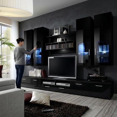 Komplett Wunnwand Modernen Design Wunnzëmmer Ariichtung Regaler TV-Stänner