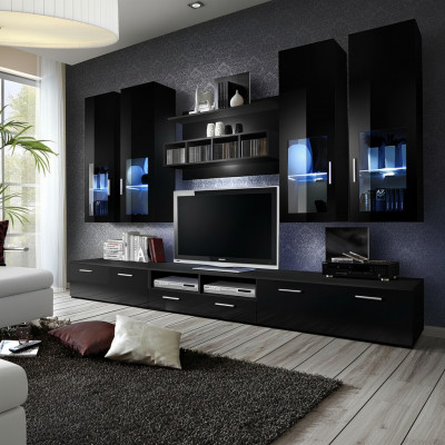 Komplett Wunnwand Modernen Design Wunnzëmmer Ariichtung Regaler TV-Stänner