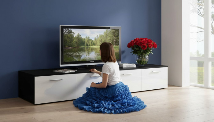 TV-Stännert RTV Nidderbord Designer Holz Miwwelstéck Modern Wunnenzëmmer
