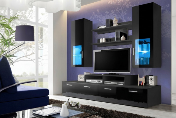 Wunnwand Holz Stil Modern Luxus Wunnzëmmer Miwwelen Mauerarmoire Komplett