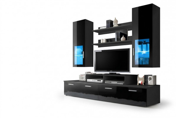 Wunnwand Holz Stil Modern Luxus Wunnzëmmer Miwwelen Mauerarmoire Komplett